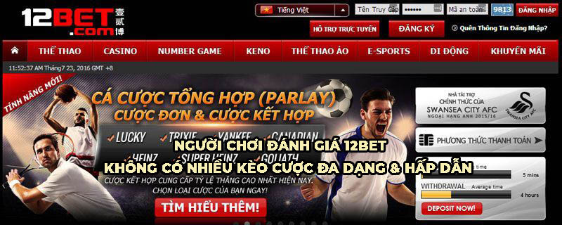 (2) Khuyến mãi tại 12bet không hợp lý